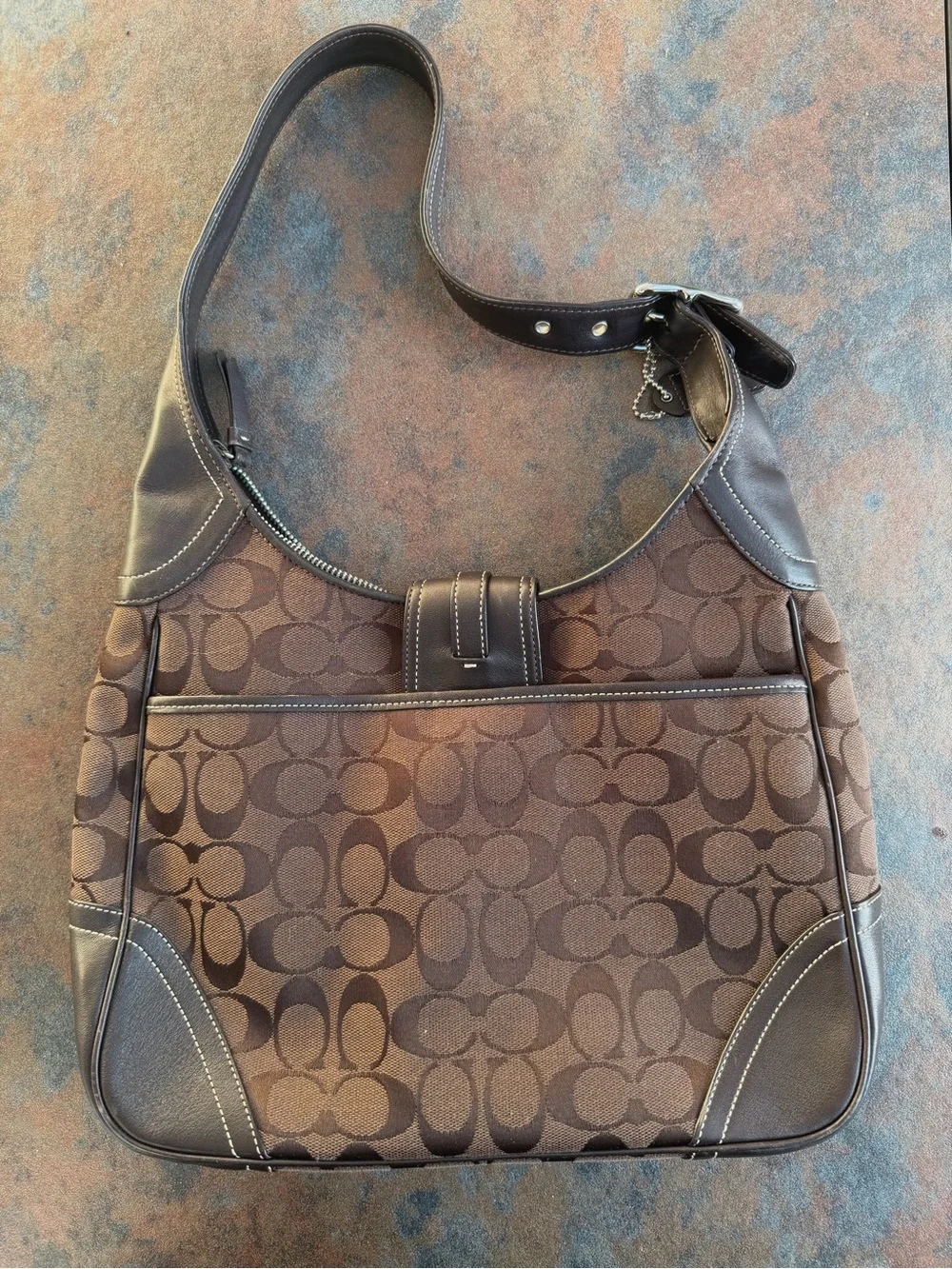 Vintage 2005 Coach Brown Signature Canvas Hobo Bag